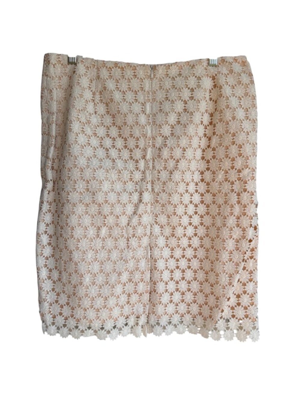 Talbots Women Floral Lace Daisy Boho Chic Formal Pencil Skirt Beige 12 Lined NWT - Picture 2 of 12
